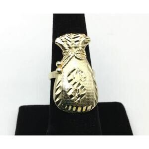 10K Yellow Gold Men's Ring with Money Bag Design Size 8